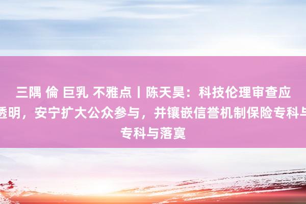 三隅 倫 巨乳 不雅点丨陈天昊：科技伦理审查应公开透明，安宁扩大公众参与，并镶嵌信誉机制保险专科与落寞